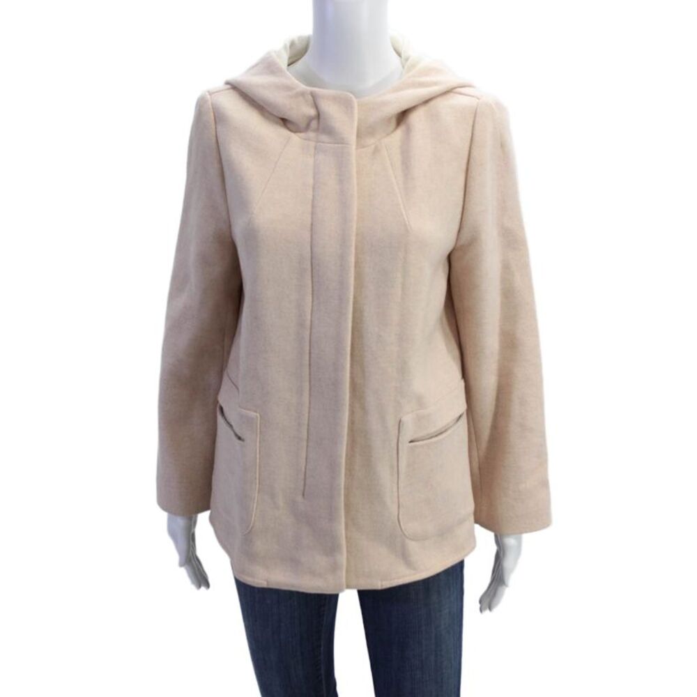 Zara Basic Girls Wool Blend Hooded Two Pocket Zip Up Coat Pink Size XL